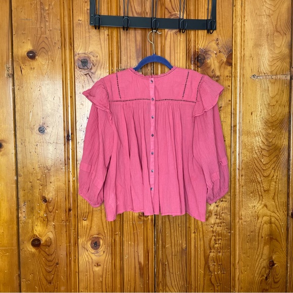 Free People Laura Western Balloon Sleeve Lace Blouse - Picture 5 of 9